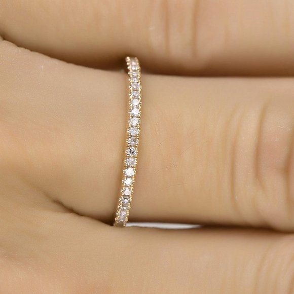 Jewelry - 18K Yellow Gold Diamond Eternity Stackable Ring